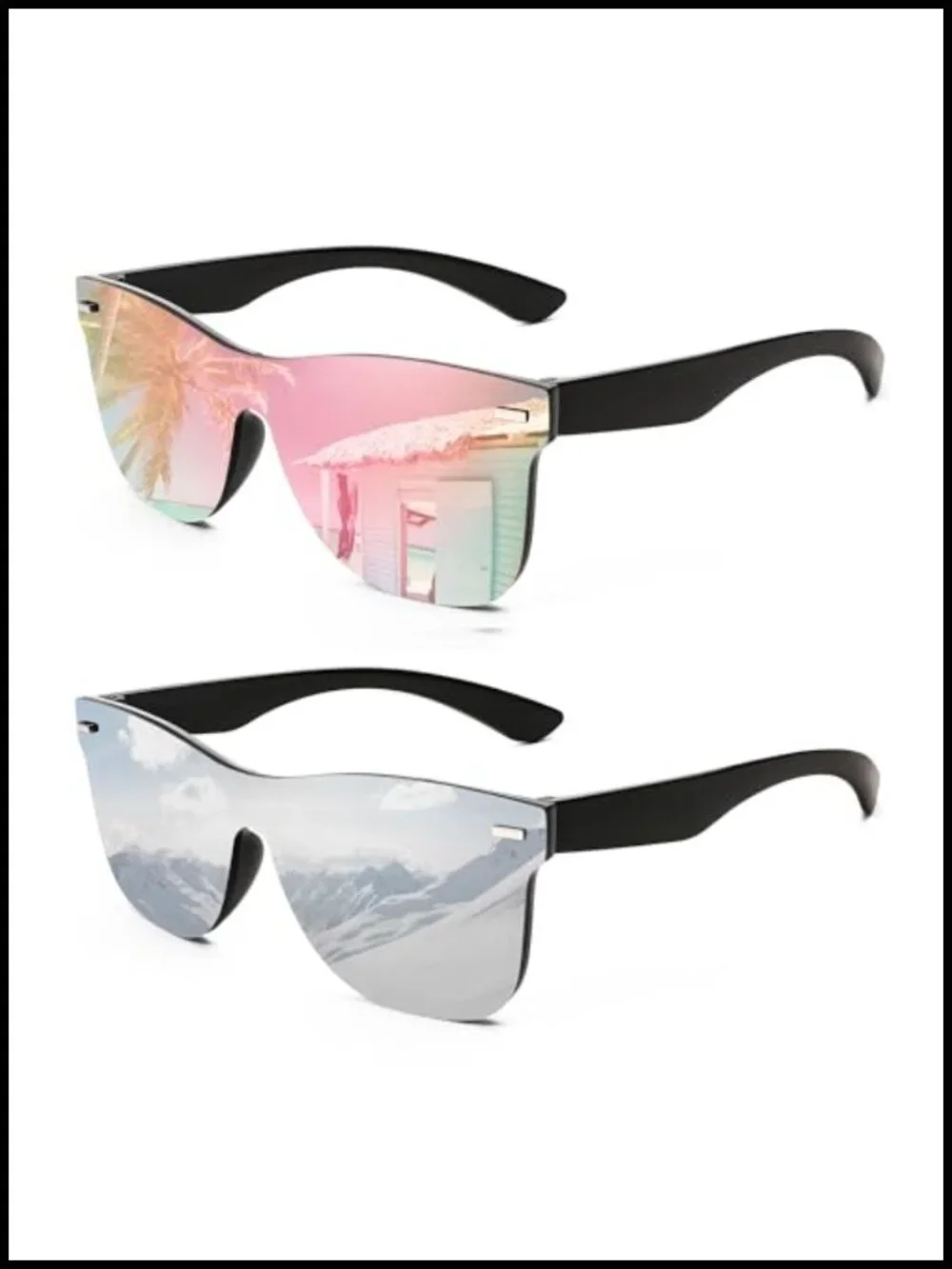 Rimless One Piece Lens Sunglasses UV400 Protection Polycarbonate